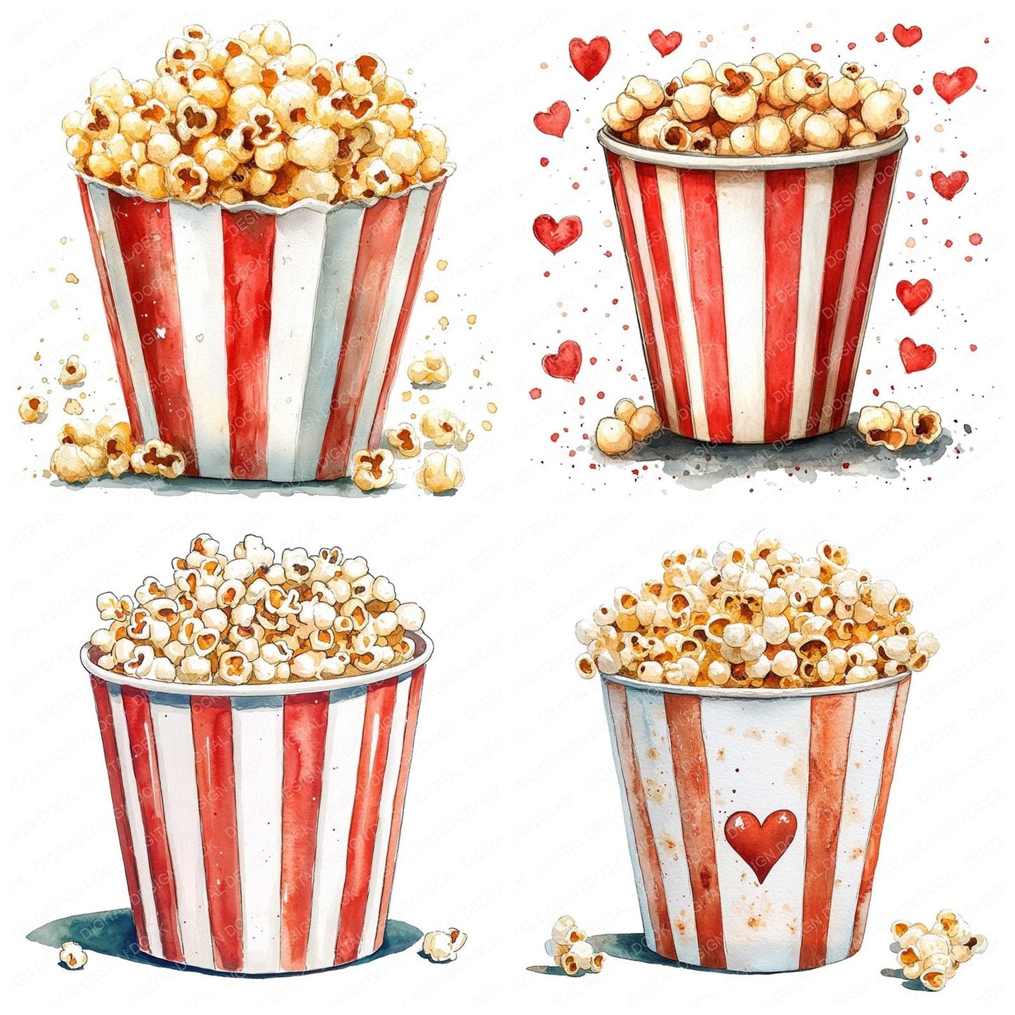 Popcorn Love Clipart Set (DDD006333)