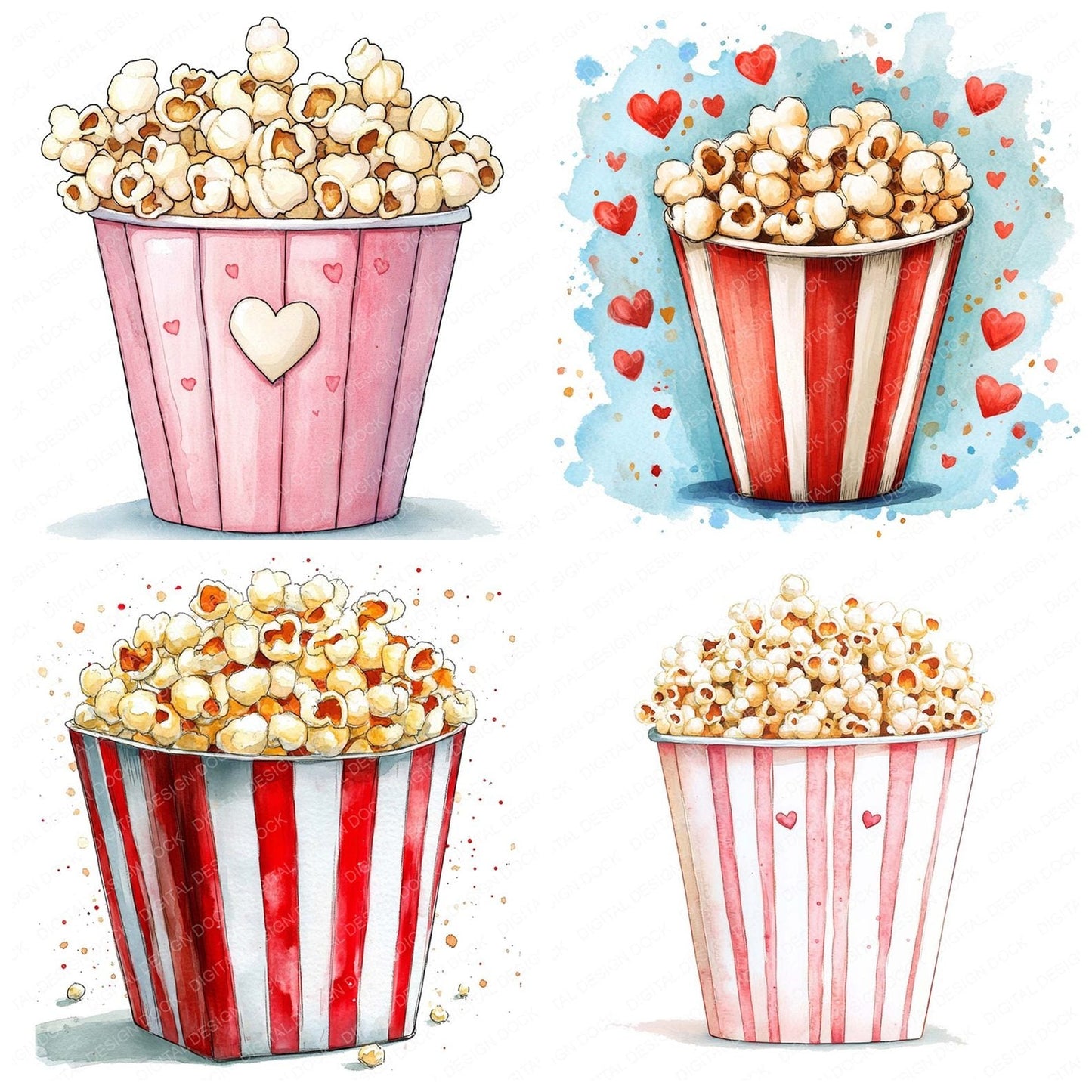 Popcorn Love Clipart Set (DDD006333)