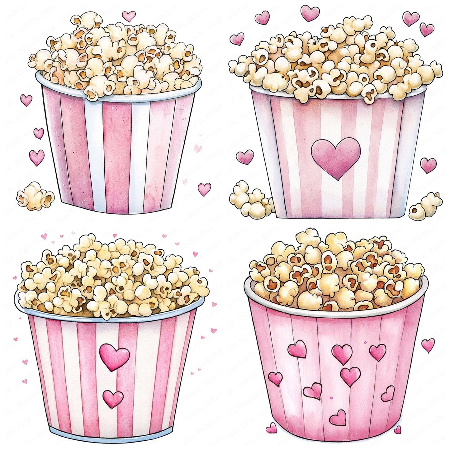 Popcorn Love Clipart Set (DDD006334)