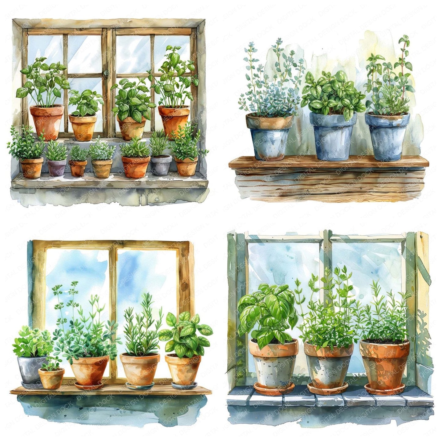 Potted Herb Garden Clipart Set (DDD006340)