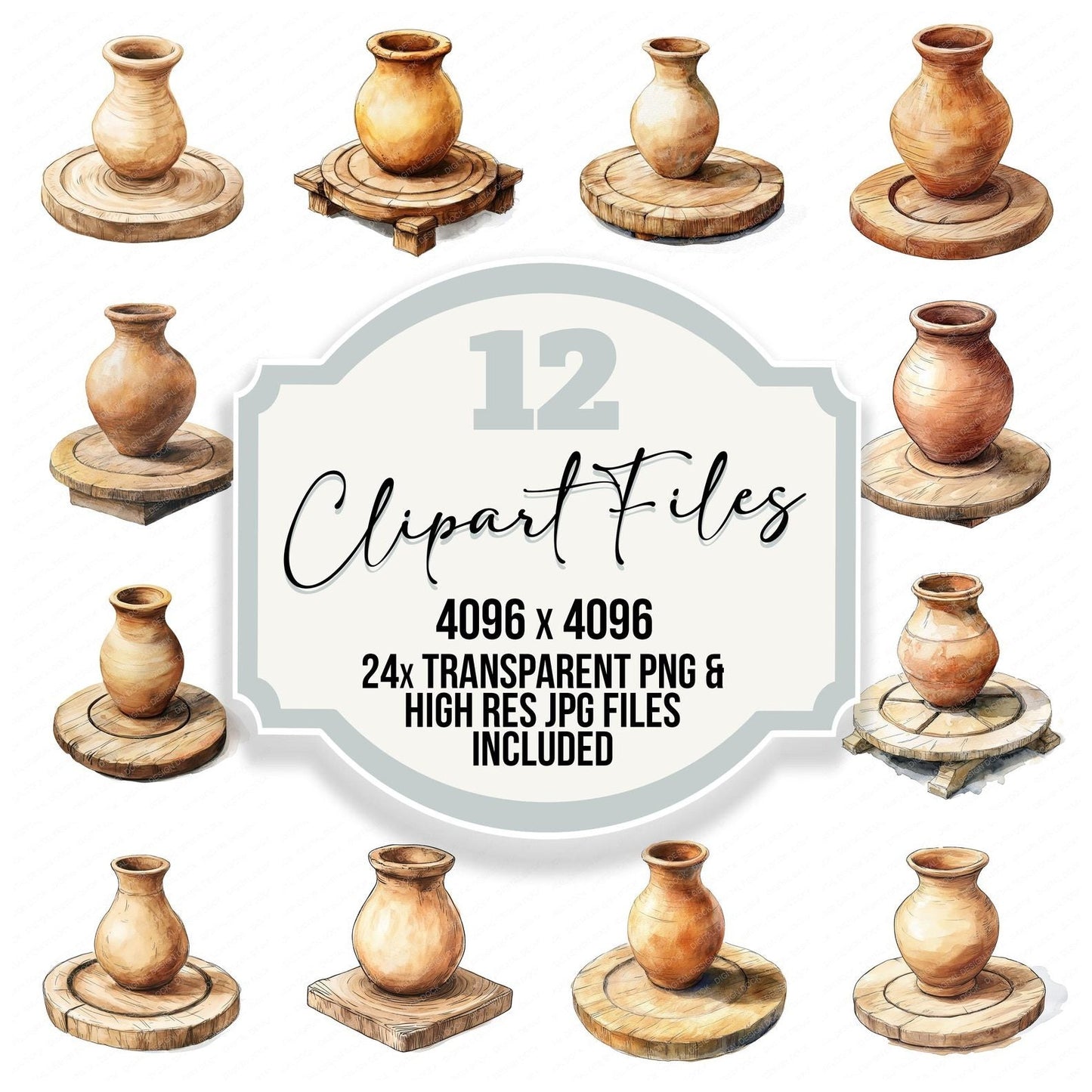 Pottery Wheel Vase Clipart Set (DDD006342)