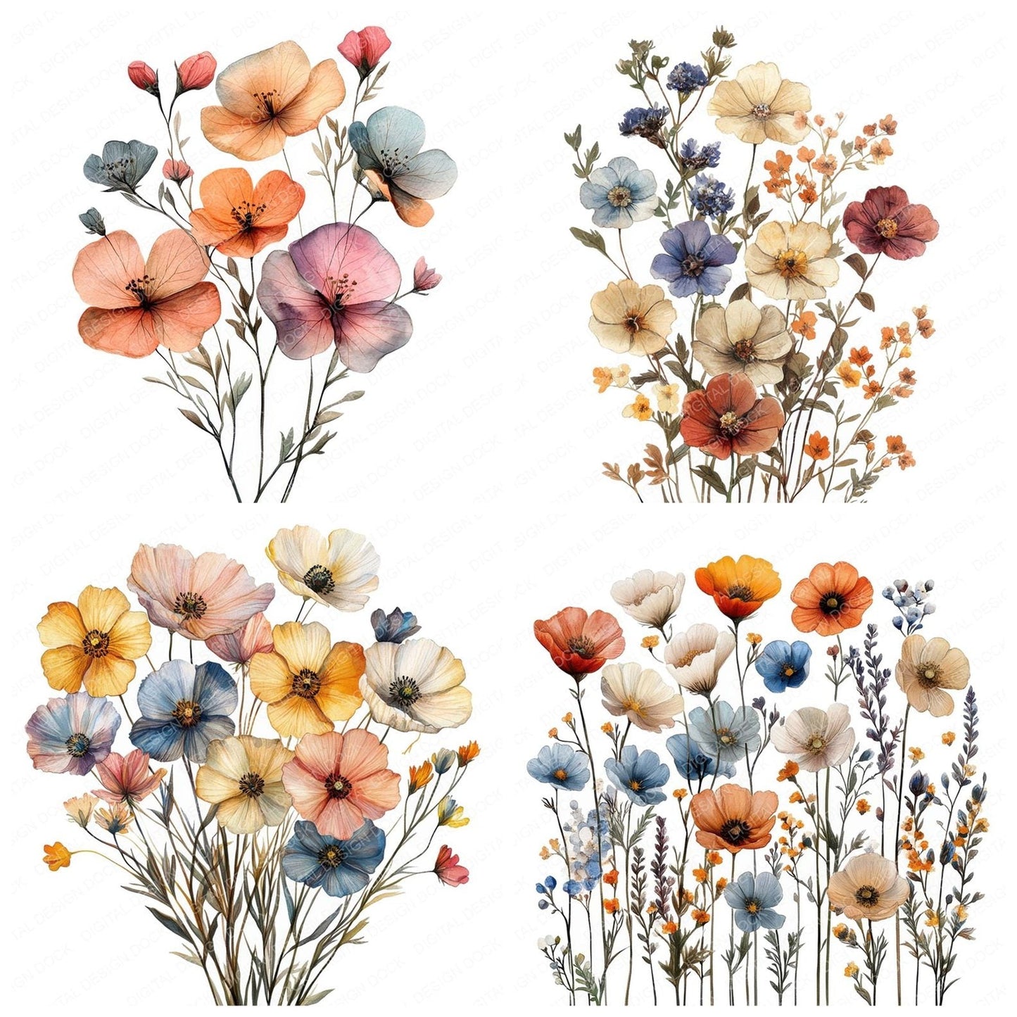 Pressed Wildflowers Clipart Set (DDD006355)