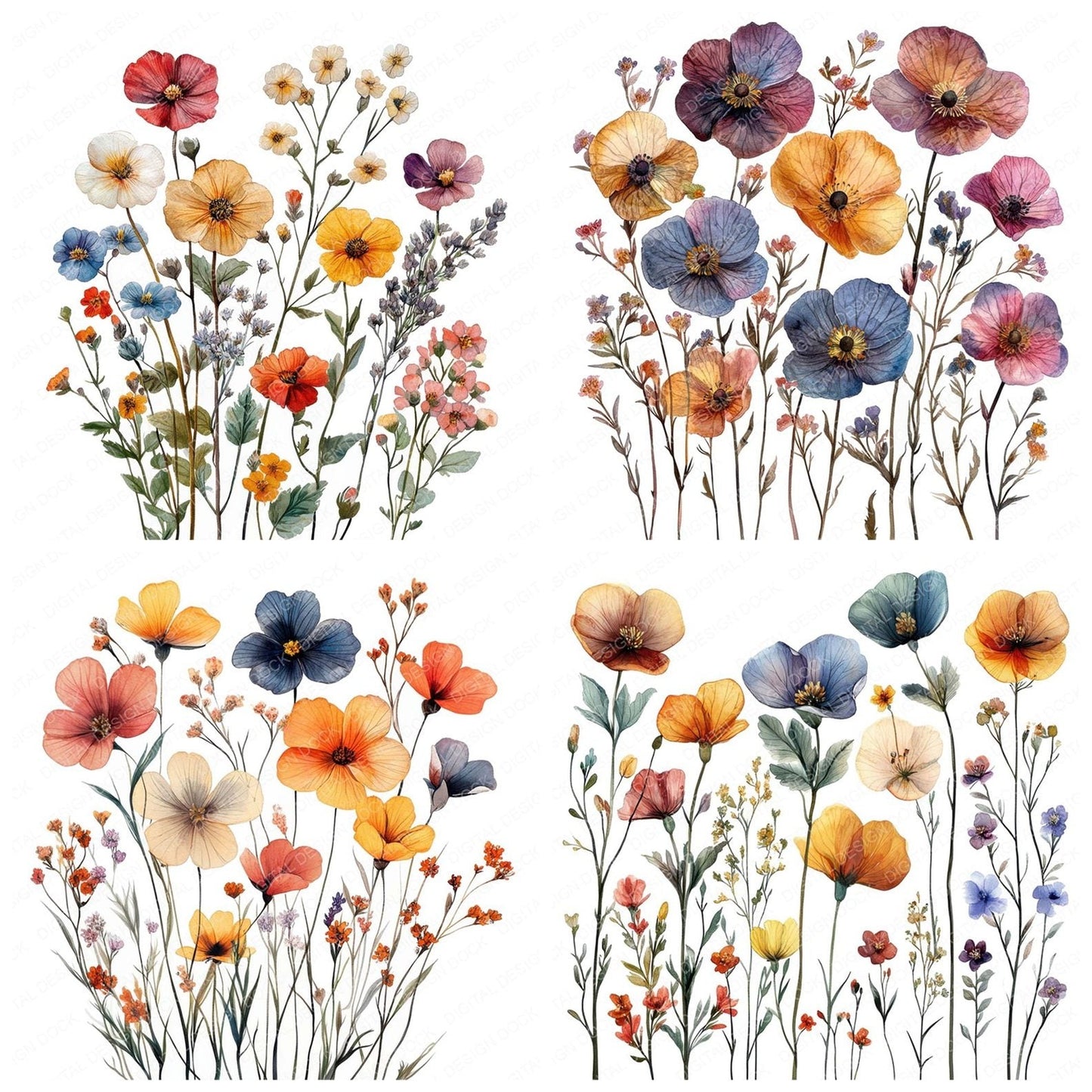 Pressed Wildflowers Clipart Set (DDD006355)