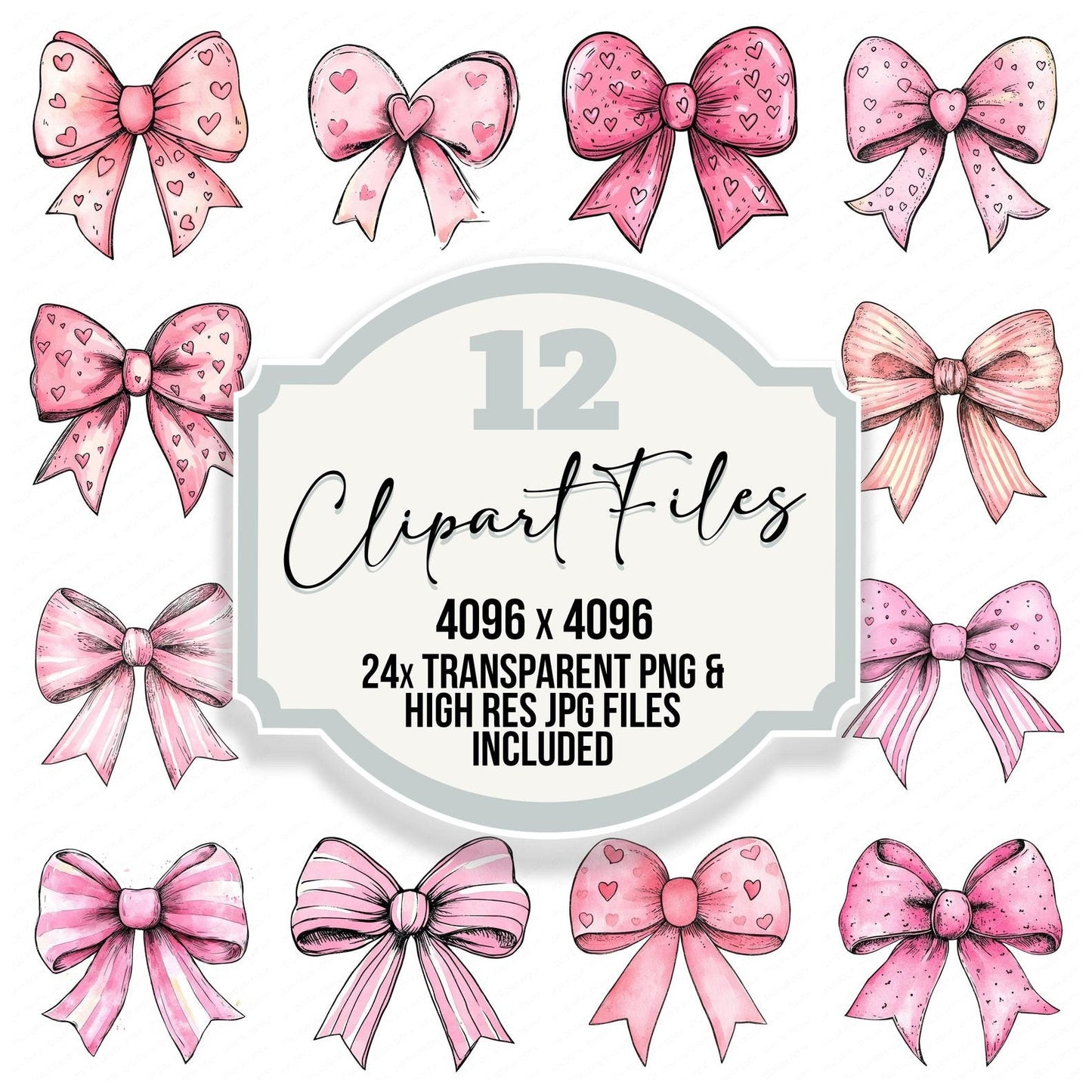 Pretty Pink Bow Clipart Set (DDD006357)