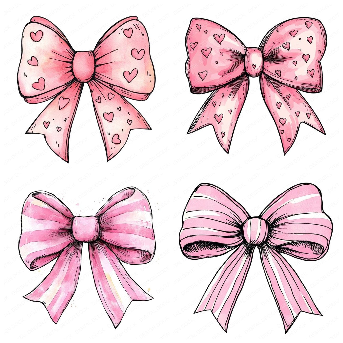 Pretty Pink Bow Clipart Set (DDD006357)