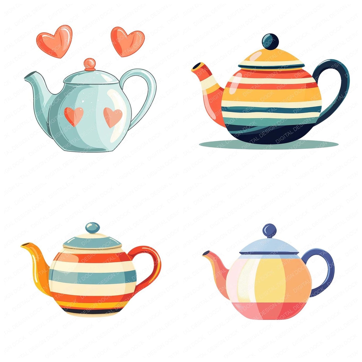 Pretty Tea Pot Clipart Set (DDD006358)