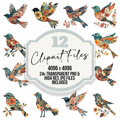 Quilt Pattern Bird Clipart Set (DDD006370)