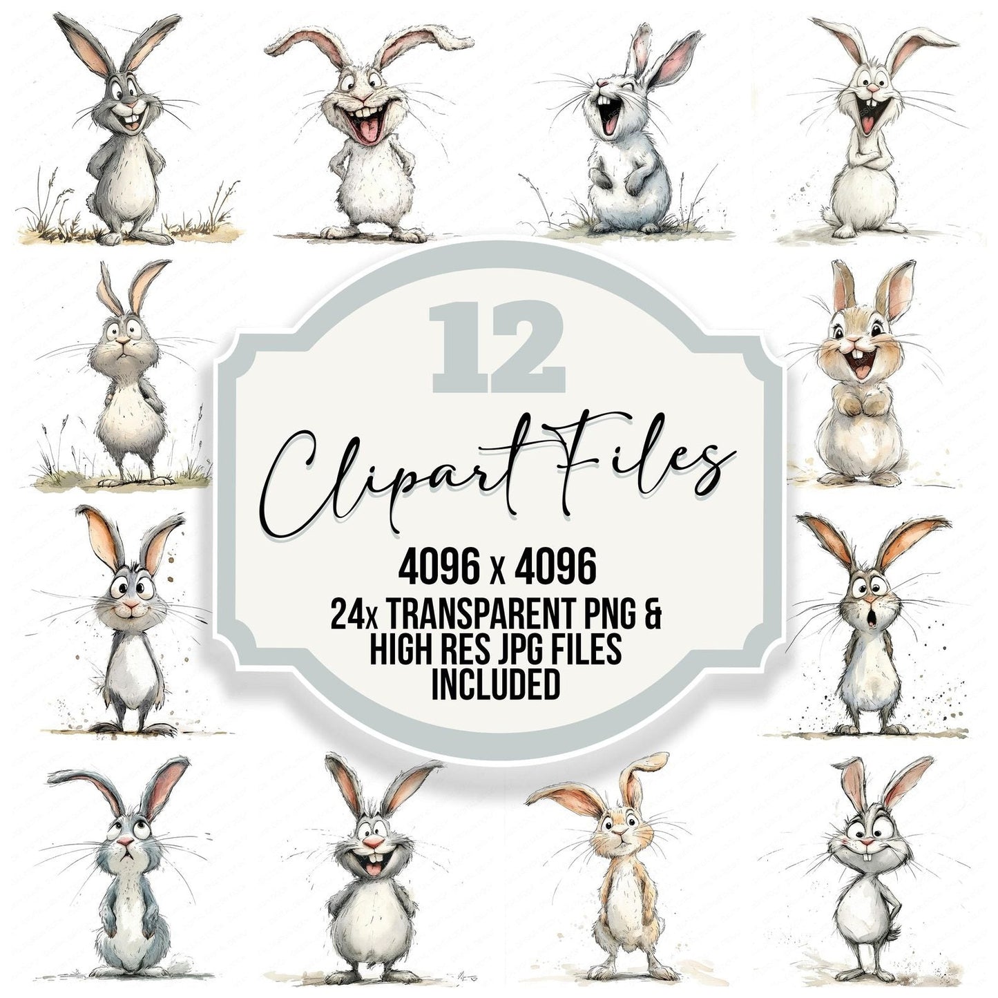 Quirky Rabbit Character Clipart Set (DDD006377)