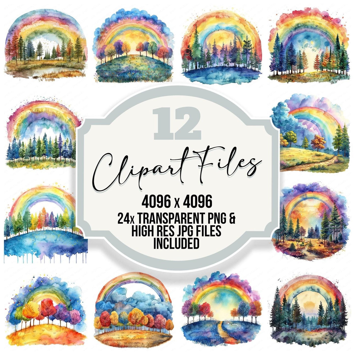 Rainbow over a Forest Clipart Set (DDD006388)
