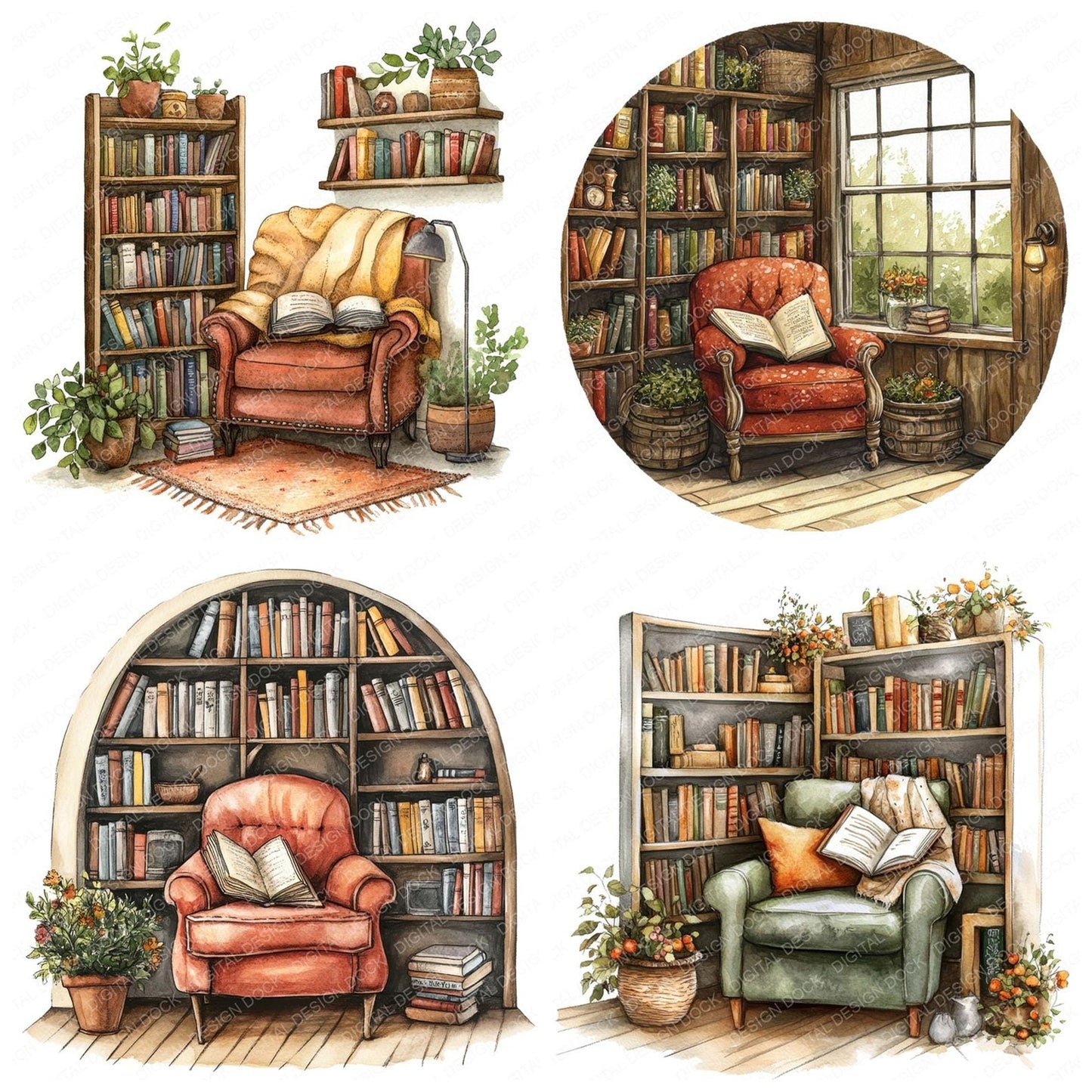 Reading Nook Corner Clipart Set (DDD006395)
