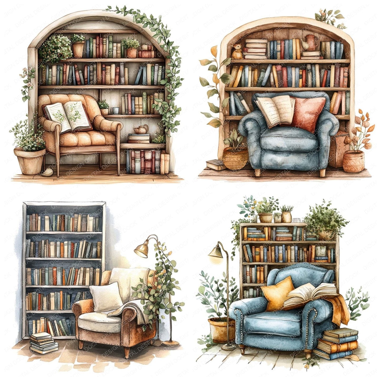 Reading Nook Corner Clipart Set (DDD006395)