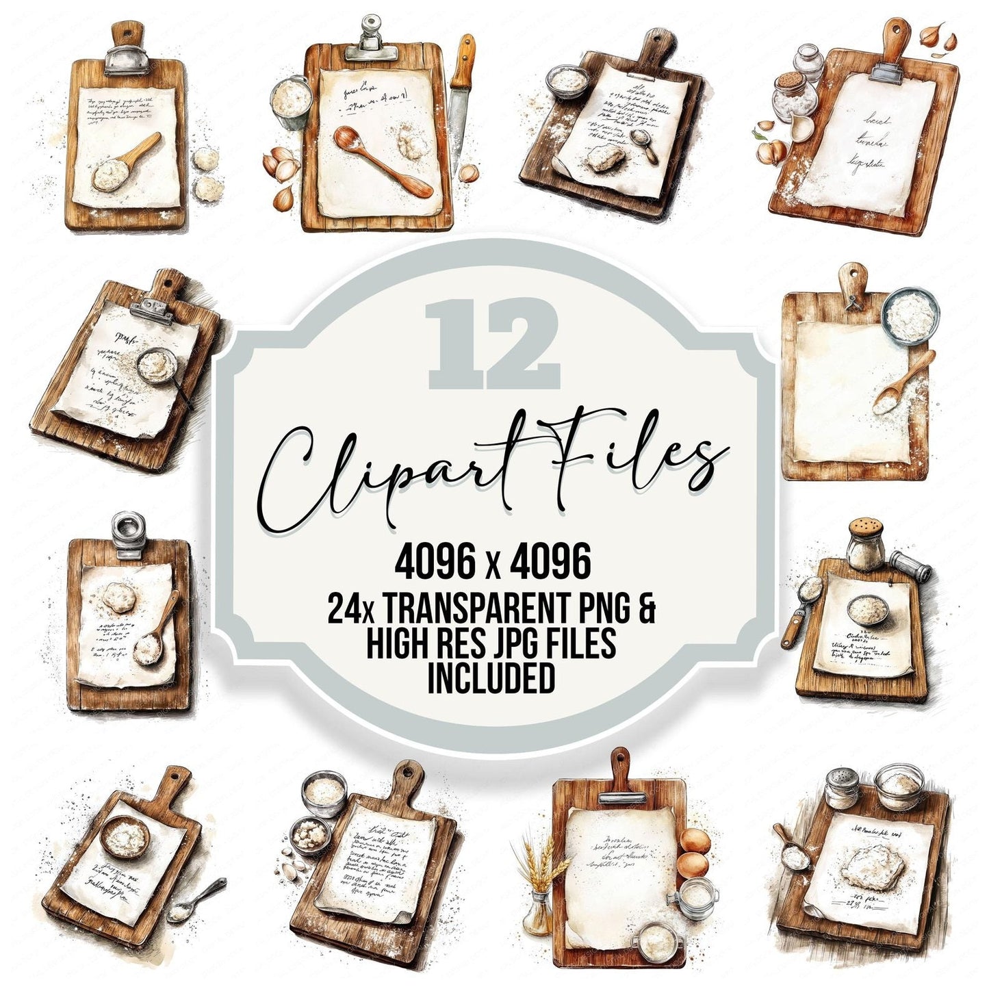 Recipe Clipboard with Flour Clipart Set (DDD006399)