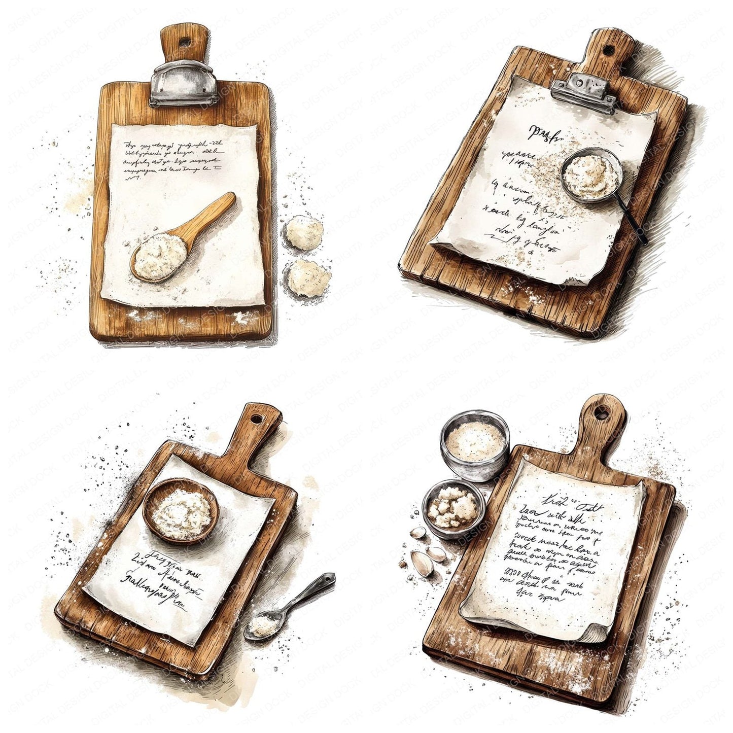 Recipe Clipboard with Flour Clipart Set (DDD006399)