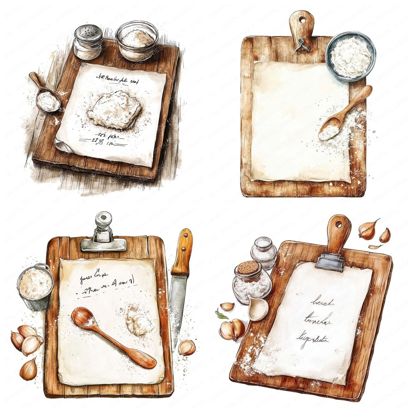 Recipe Clipboard with Flour Clipart Set (DDD006399)