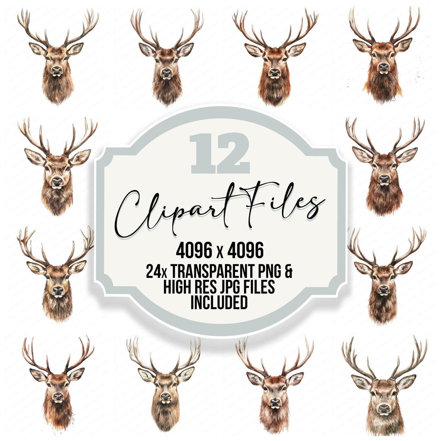 Red Deer Watercolour Clipart Set (DDD006403)