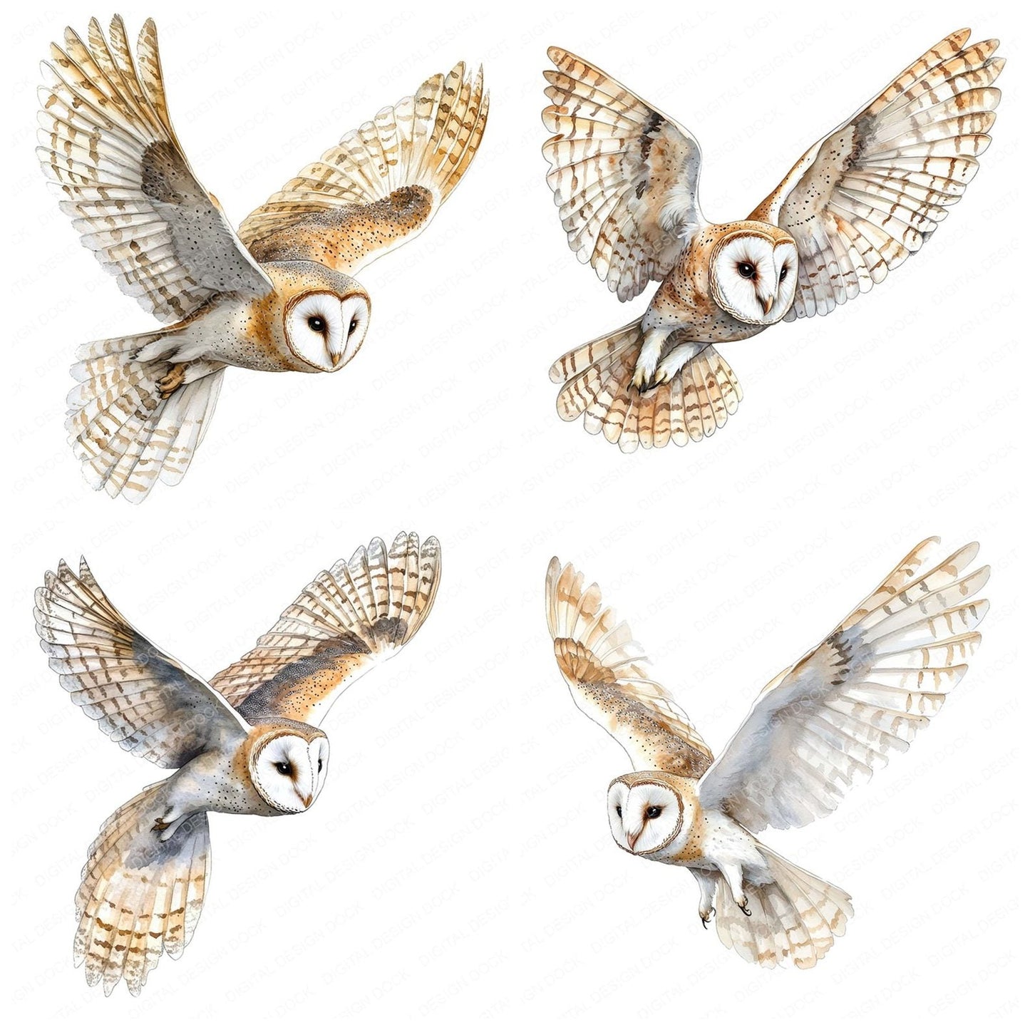 Regal Barn Owl Clipart Set (DDD006406)