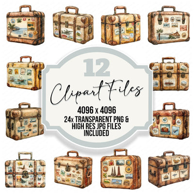 Retro Vintage Suitcase Clipart Set (DDD006429)