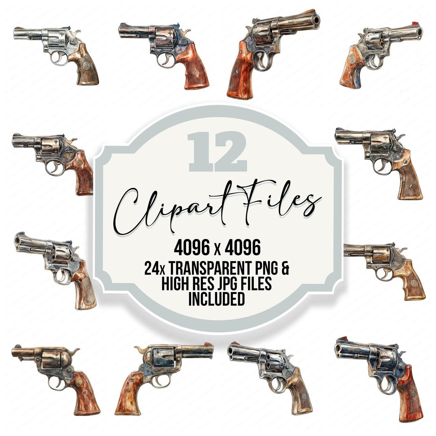 Revolver Gun Clipart Set (DDD006431)