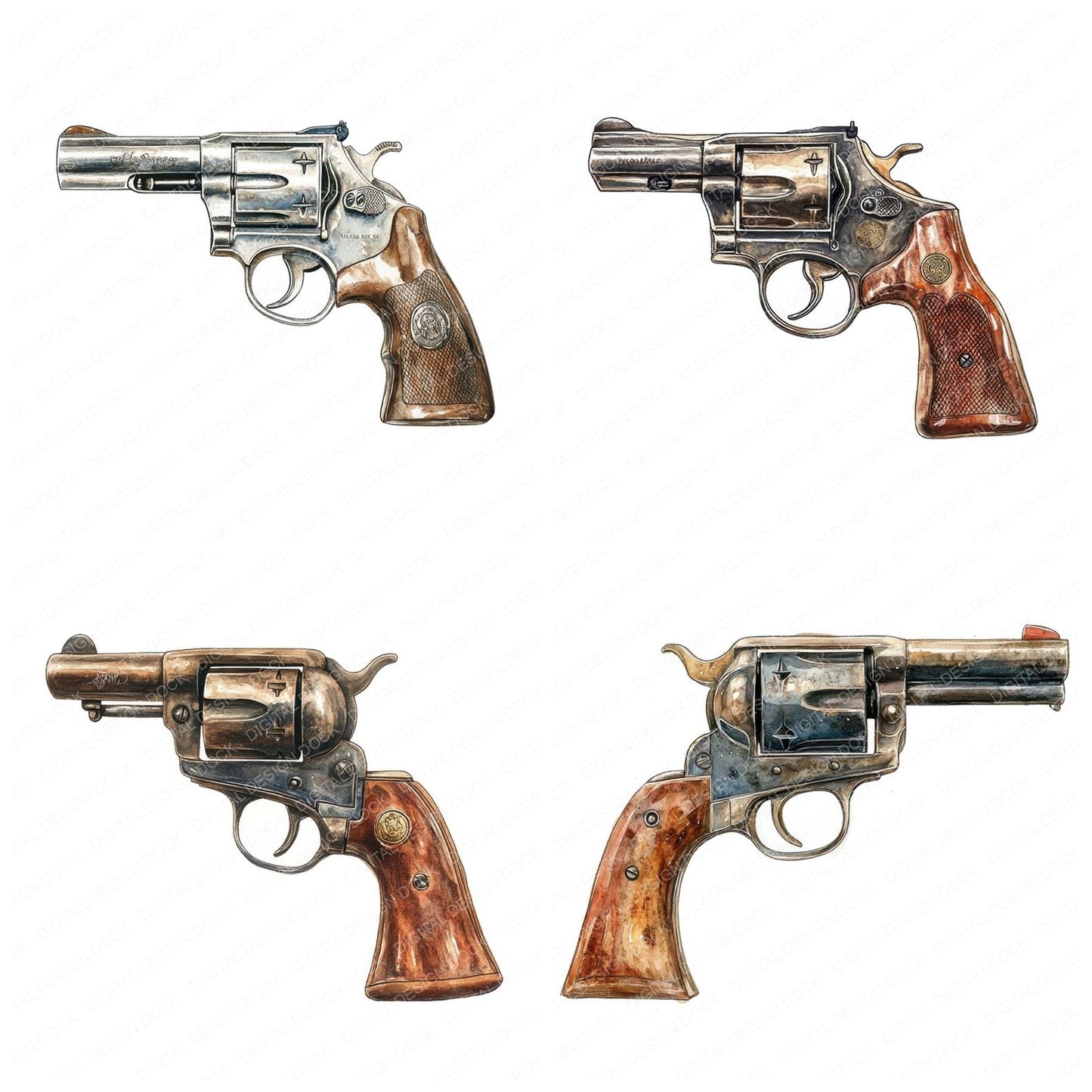 Revolver Gun Clipart Set (DDD006431)