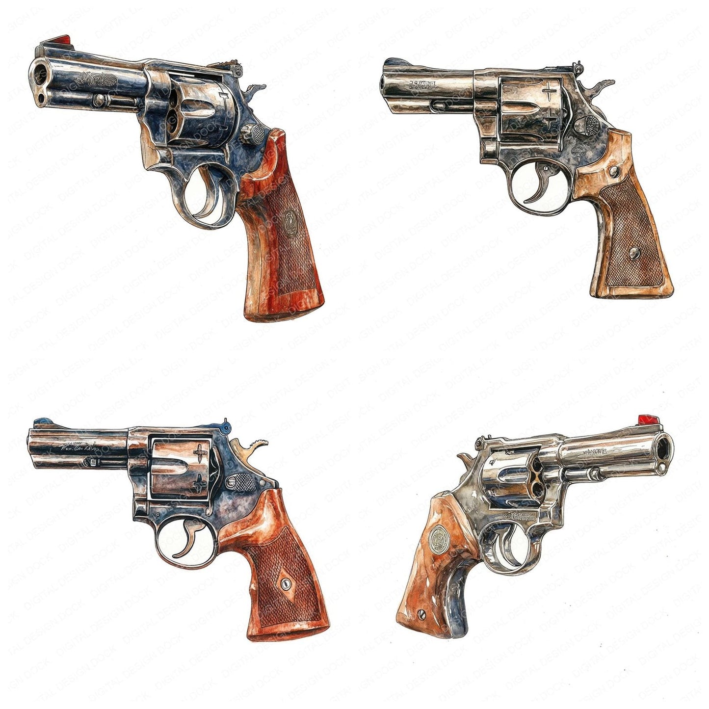 Revolver Gun Clipart Set (DDD006431)