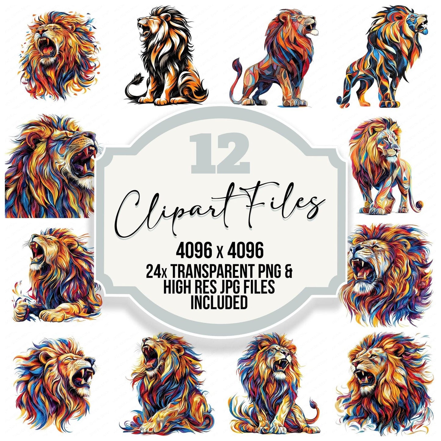 Roaring Lion Illustration Clipart Set (DDD006434)
