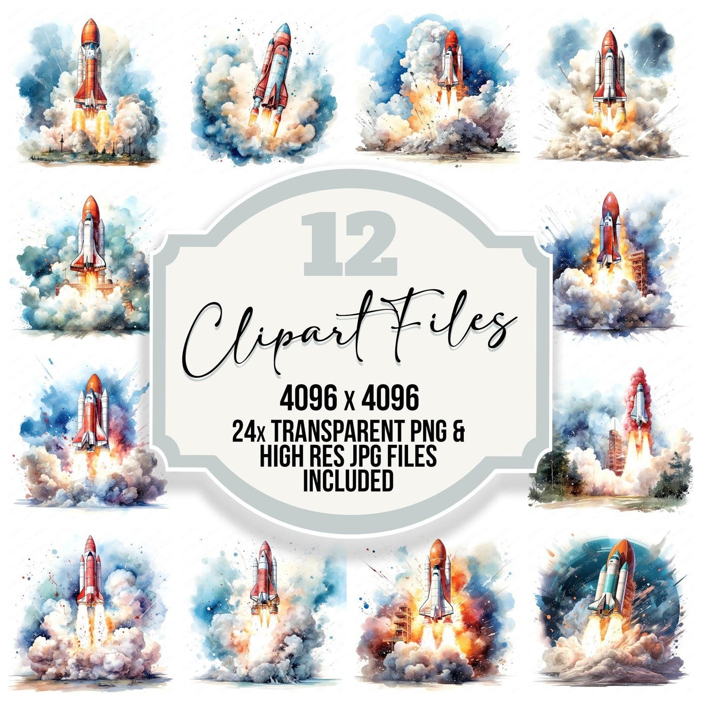 Rocket Lauch Clipart Set (DDD006447)