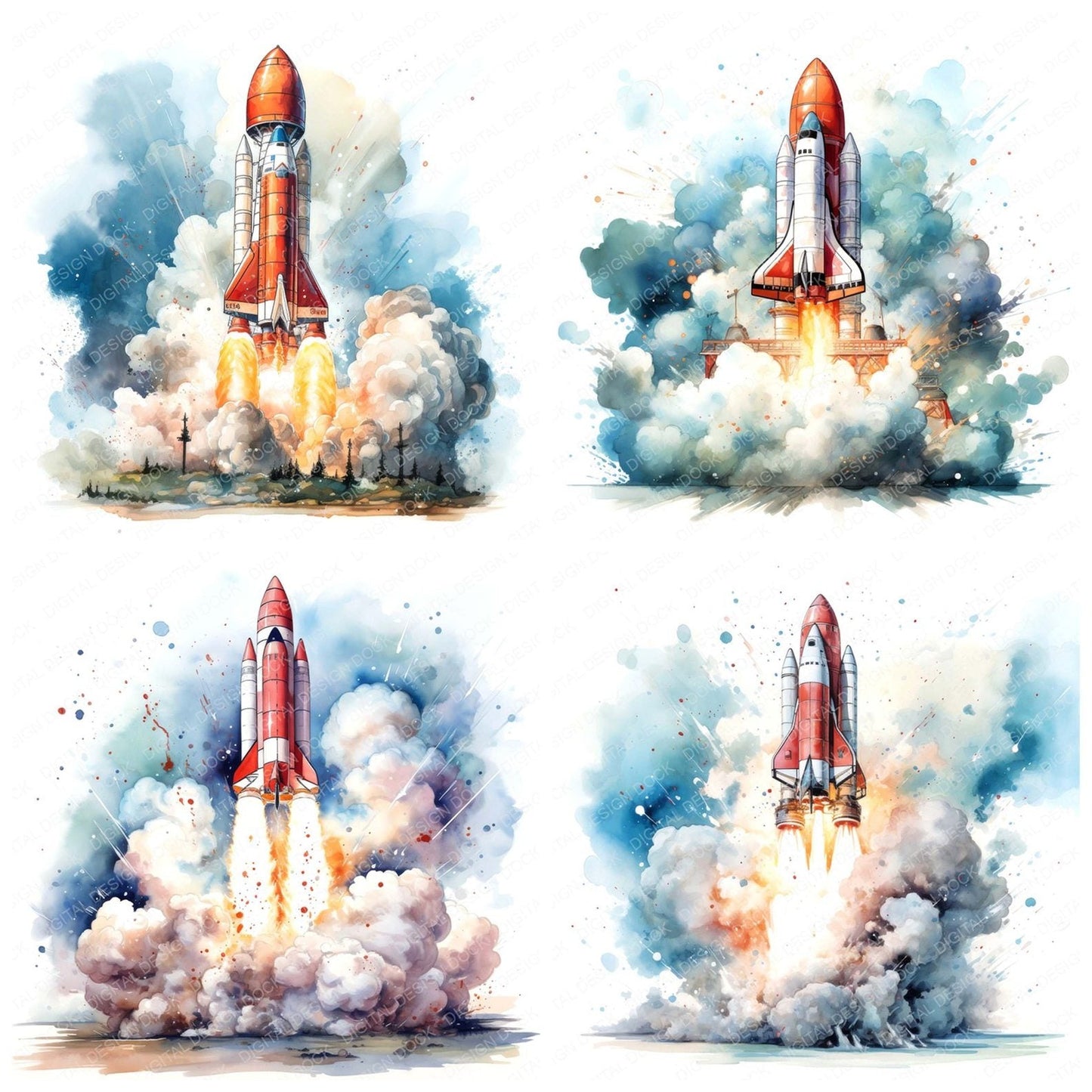 Rocket Lauch Clipart Set (DDD006447)