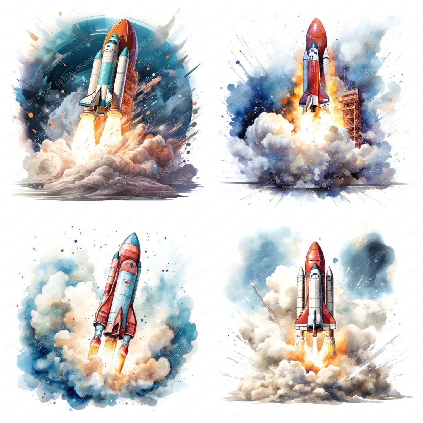 Rocket Lauch Clipart Set (DDD006447)