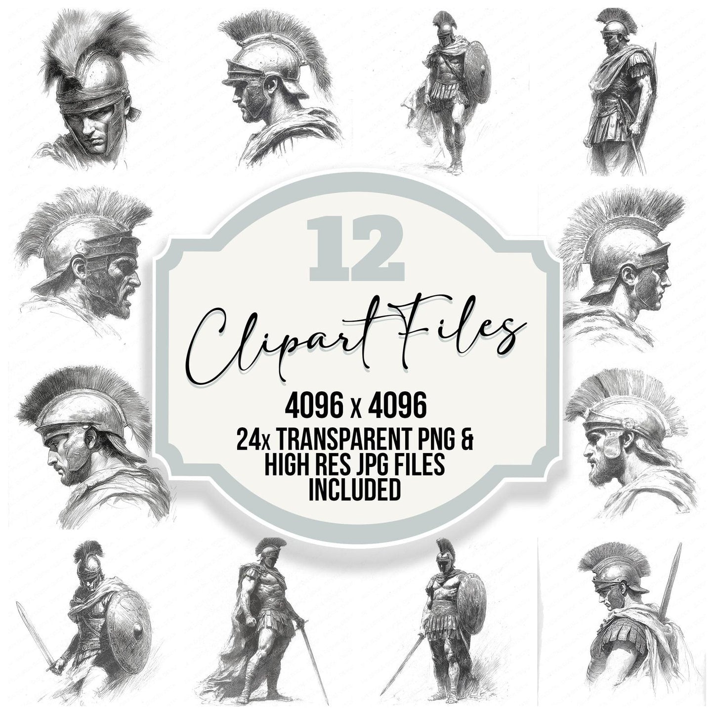 Roman Warrior Sketch Clipart Set (DDD006452)