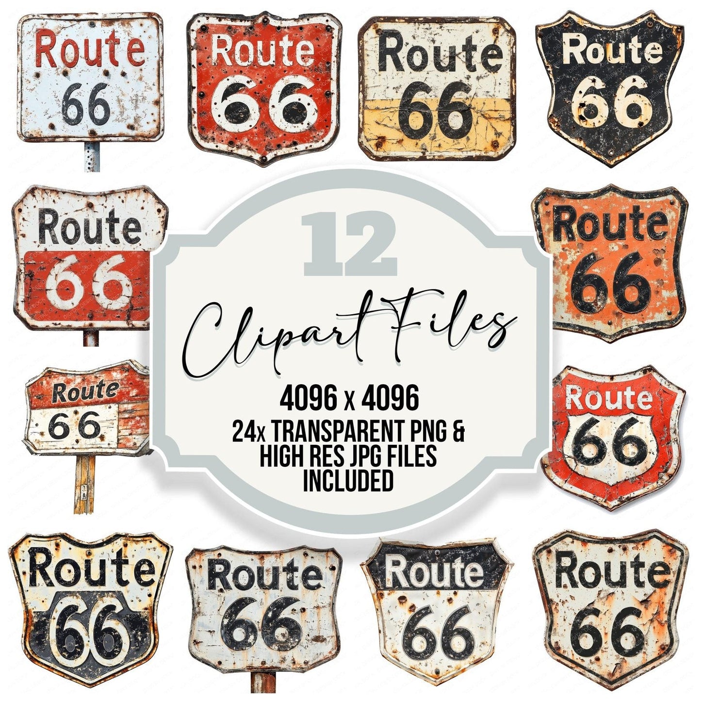 Route  Road Sign Clipart Set (DDD006460)
