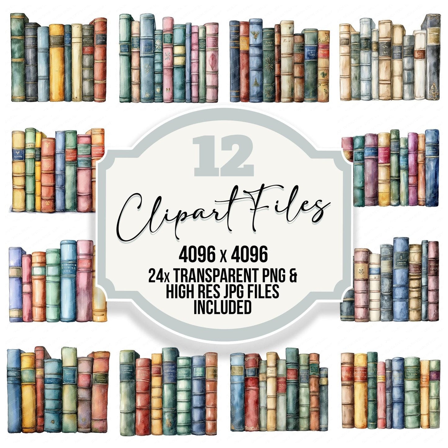 Row of Colourful Books Clipart Set (DDD006461)