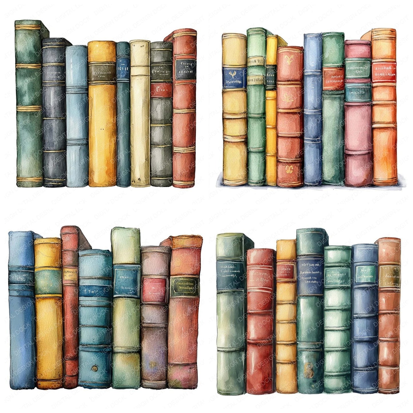 Row of Colourful Books Clipart Set (DDD006461)