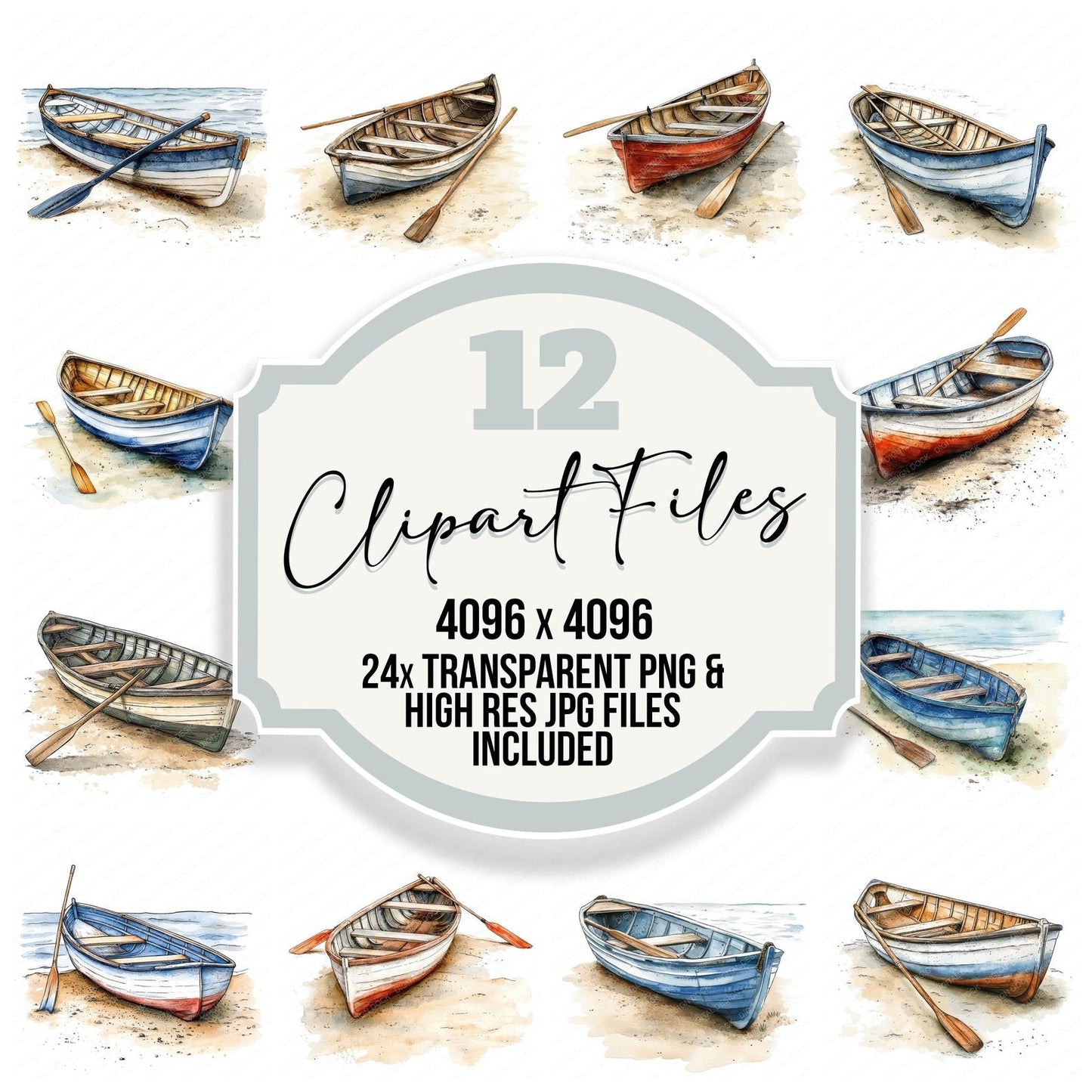 Rowboat on Beach Clipart Set (DDD006463)