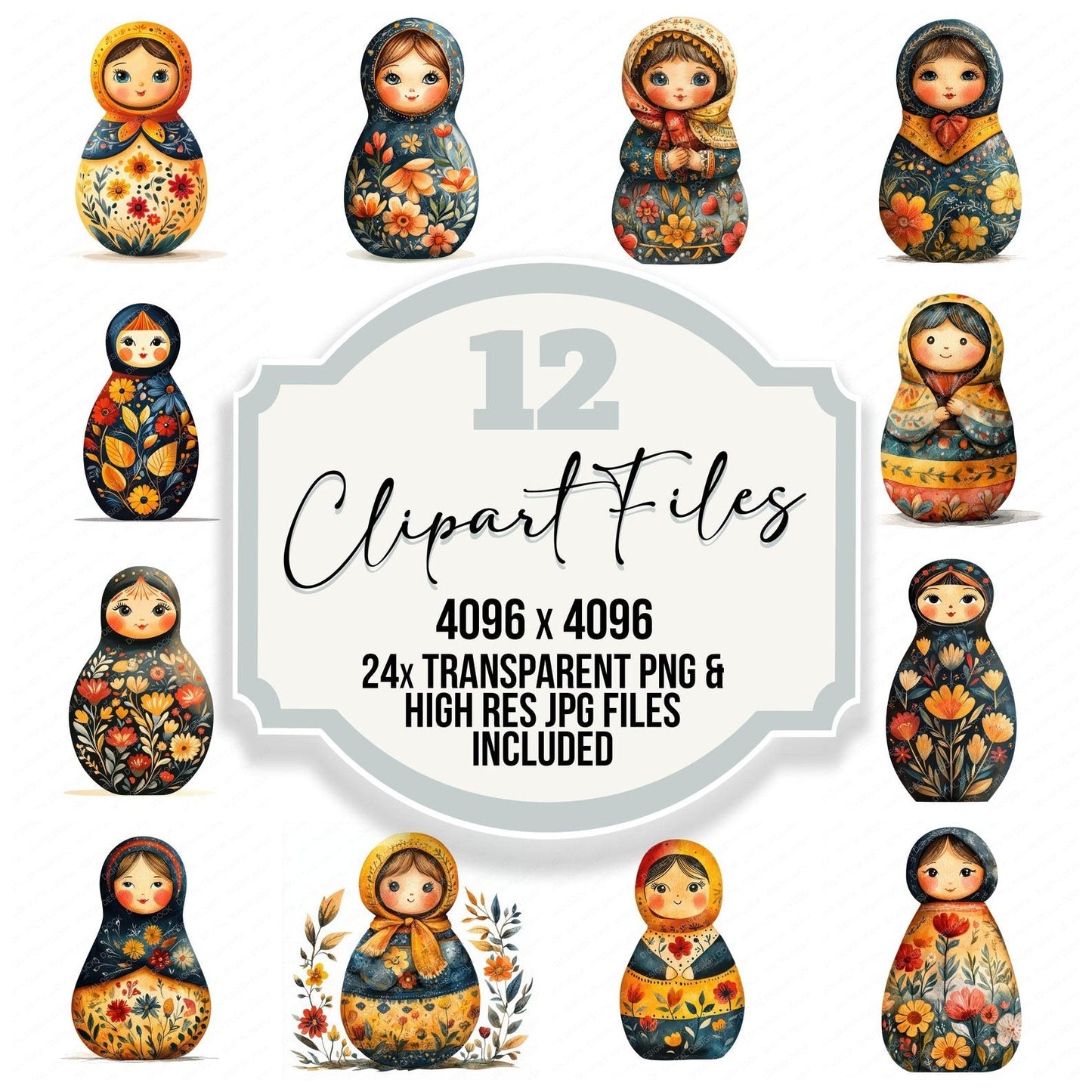Russian Stacking Doll Clipart Set (DDD006468)