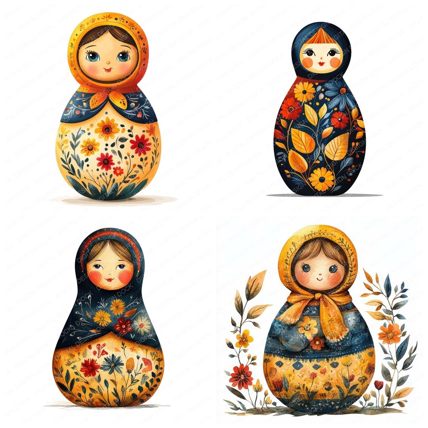 Russian Stacking Doll Clipart Set (DDD006468)