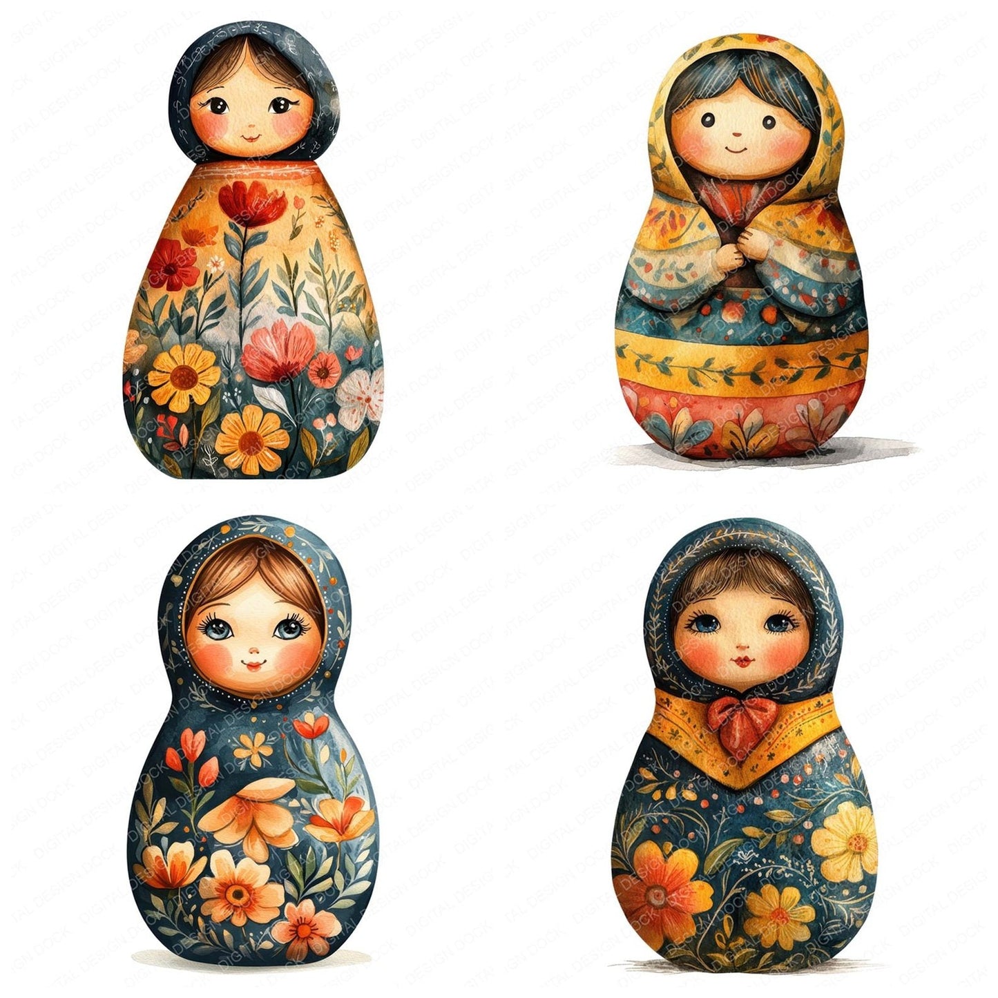 Russian Stacking Doll Clipart Set (DDD006468)