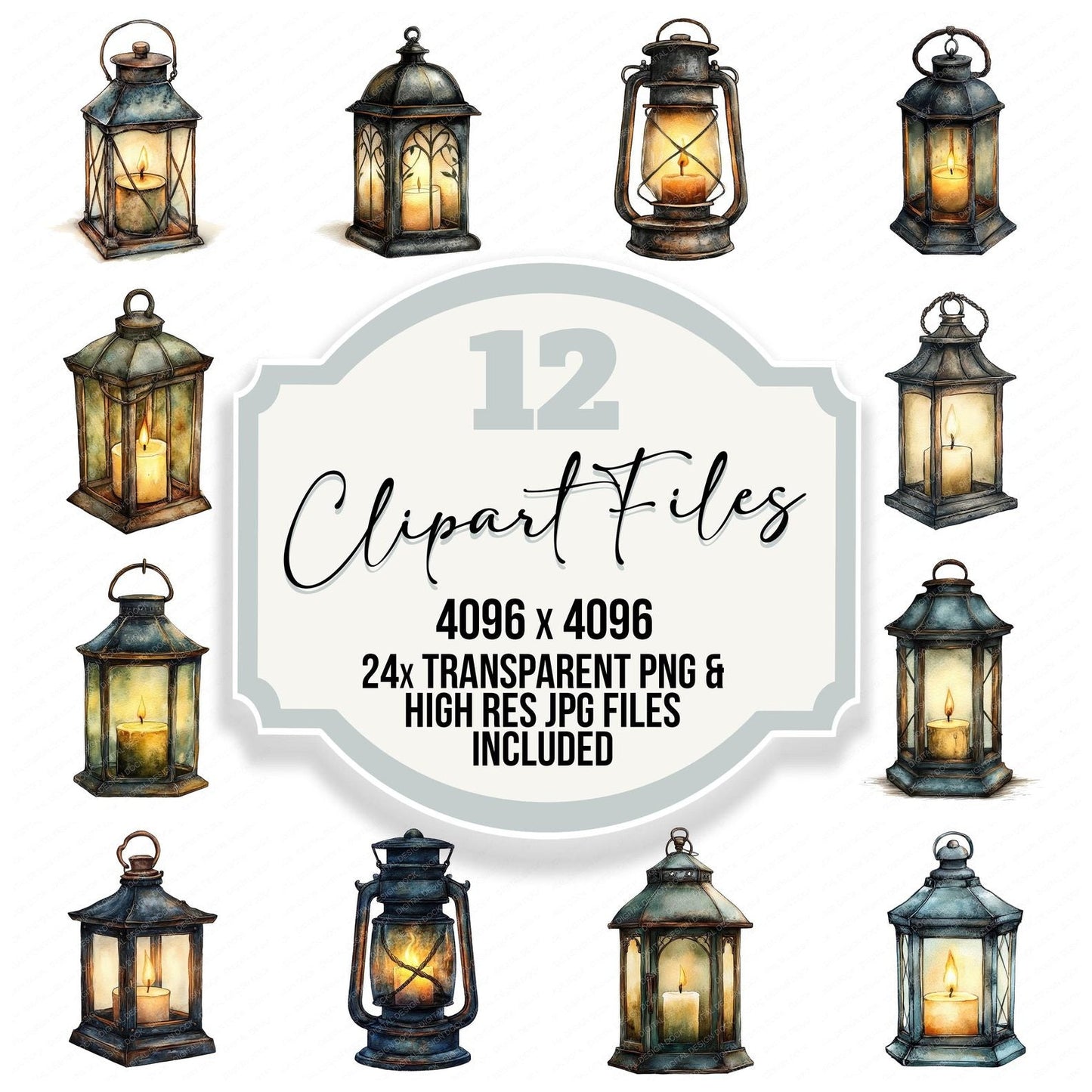 Rustic Candle Lantern Clipart Set (DDD006469)