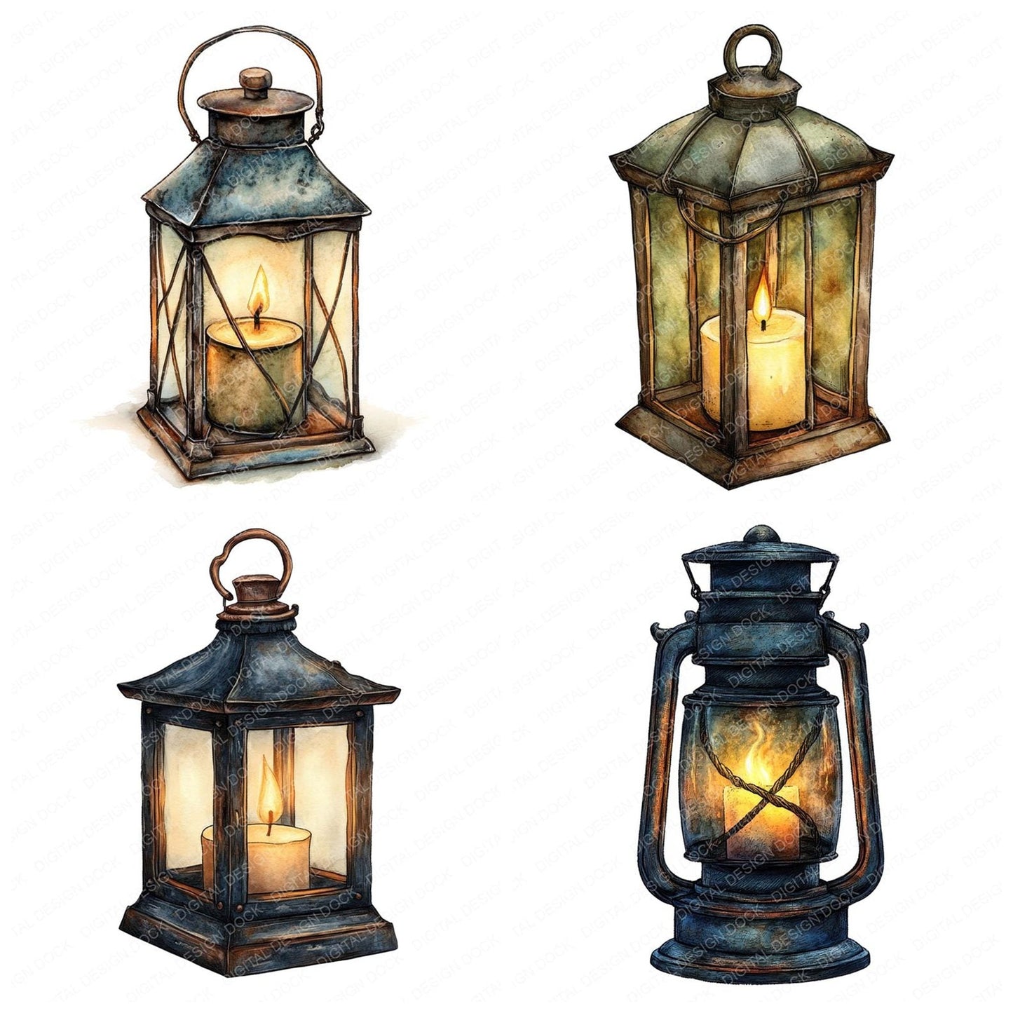 Rustic Candle Lantern Clipart Set (DDD006469)