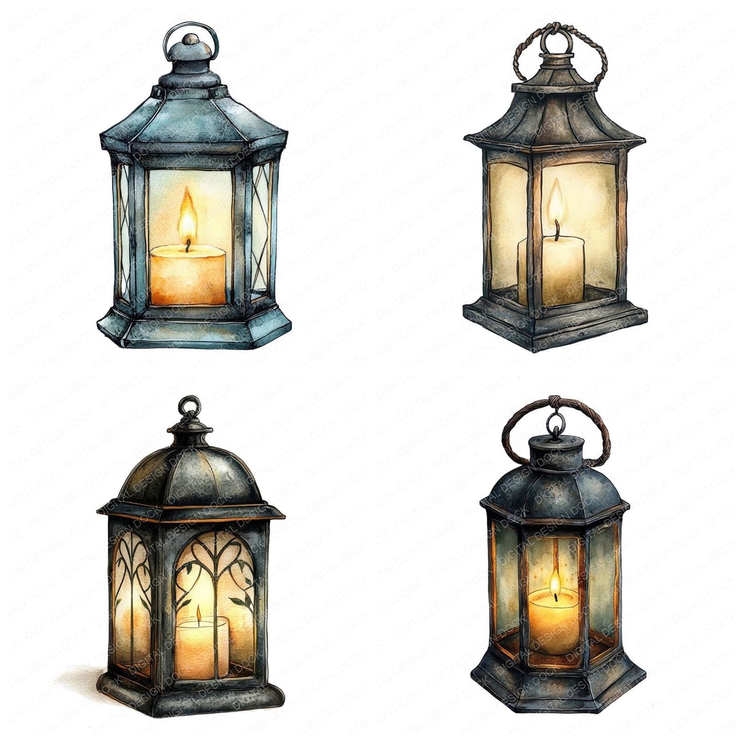 Rustic Candle Lantern Clipart Set (DDD006469)