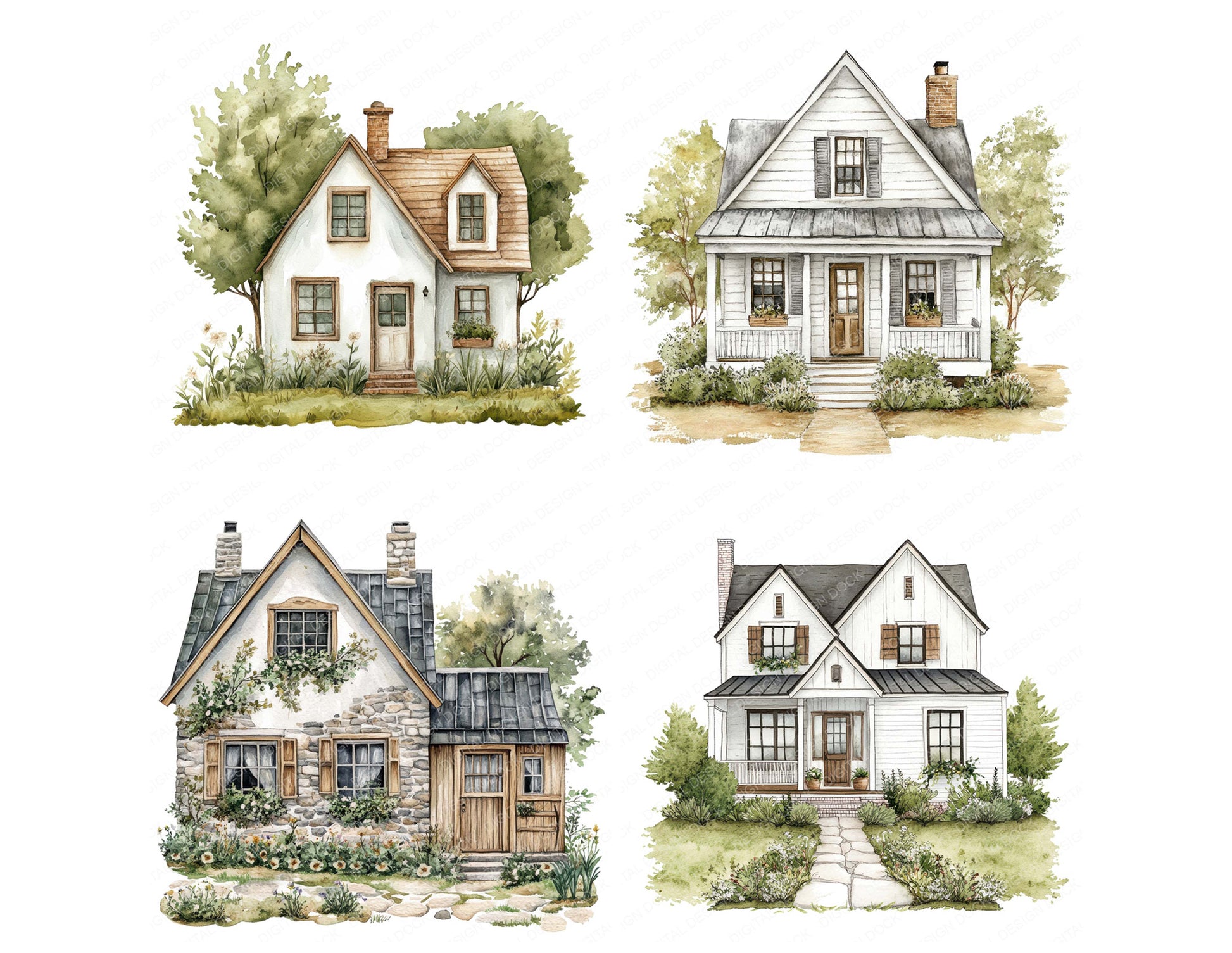 Preview layout showing Rustic Farmhouse clipart elements for scrapbooking, junk journals, and card making