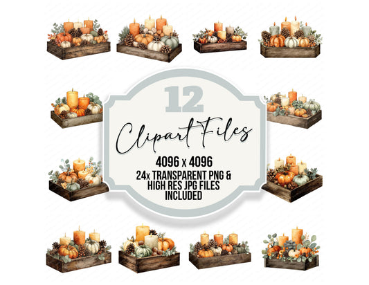 Rustic Pumpkin Halloween Centrepiece clipart set with transparent PNGs and high resolution JPGs for crafting and design projects