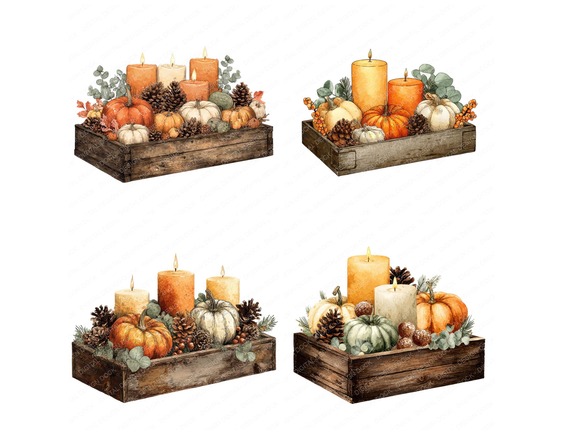Preview layout showing Rustic Pumpkin Halloween Centrepiece clipart elements for scrapbooking, junk journals, and card making