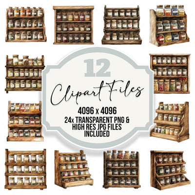 Rustic Spice Rack Clipart Set (DDD006473)