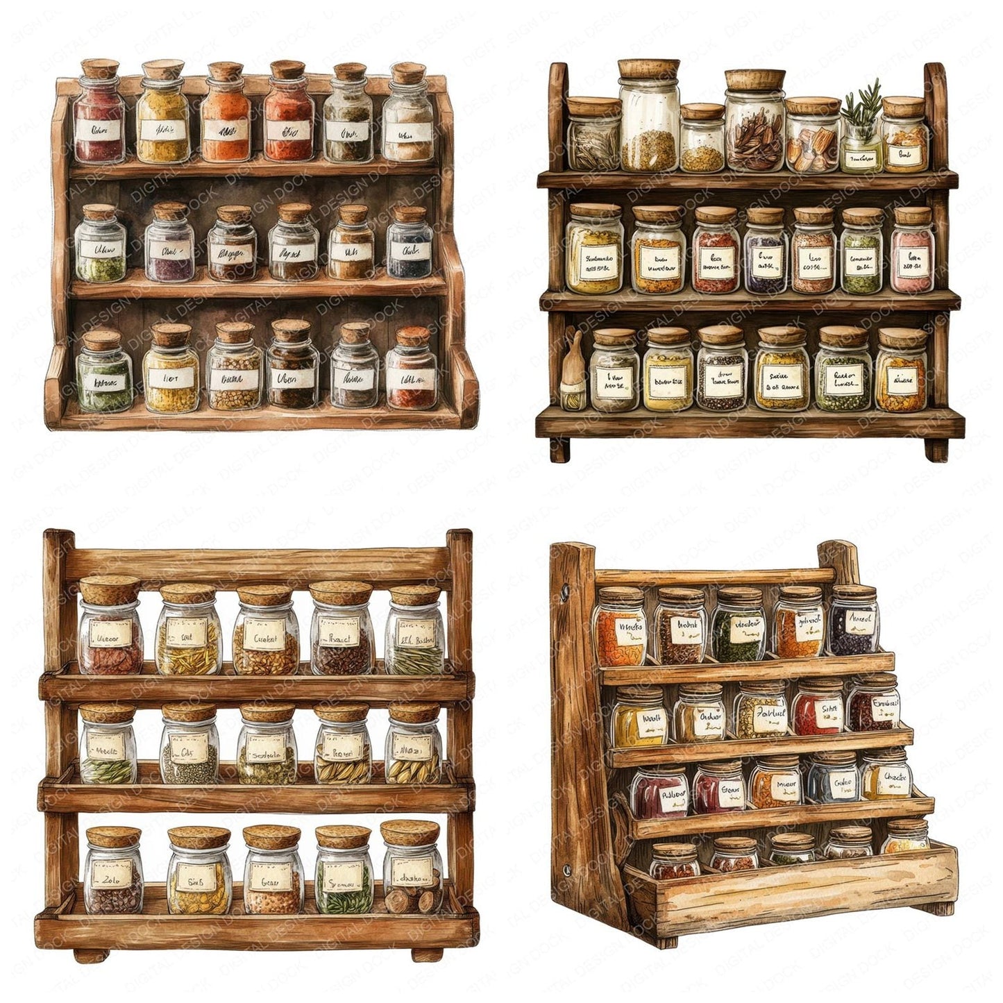 Rustic Spice Rack Clipart Set (DDD006473)