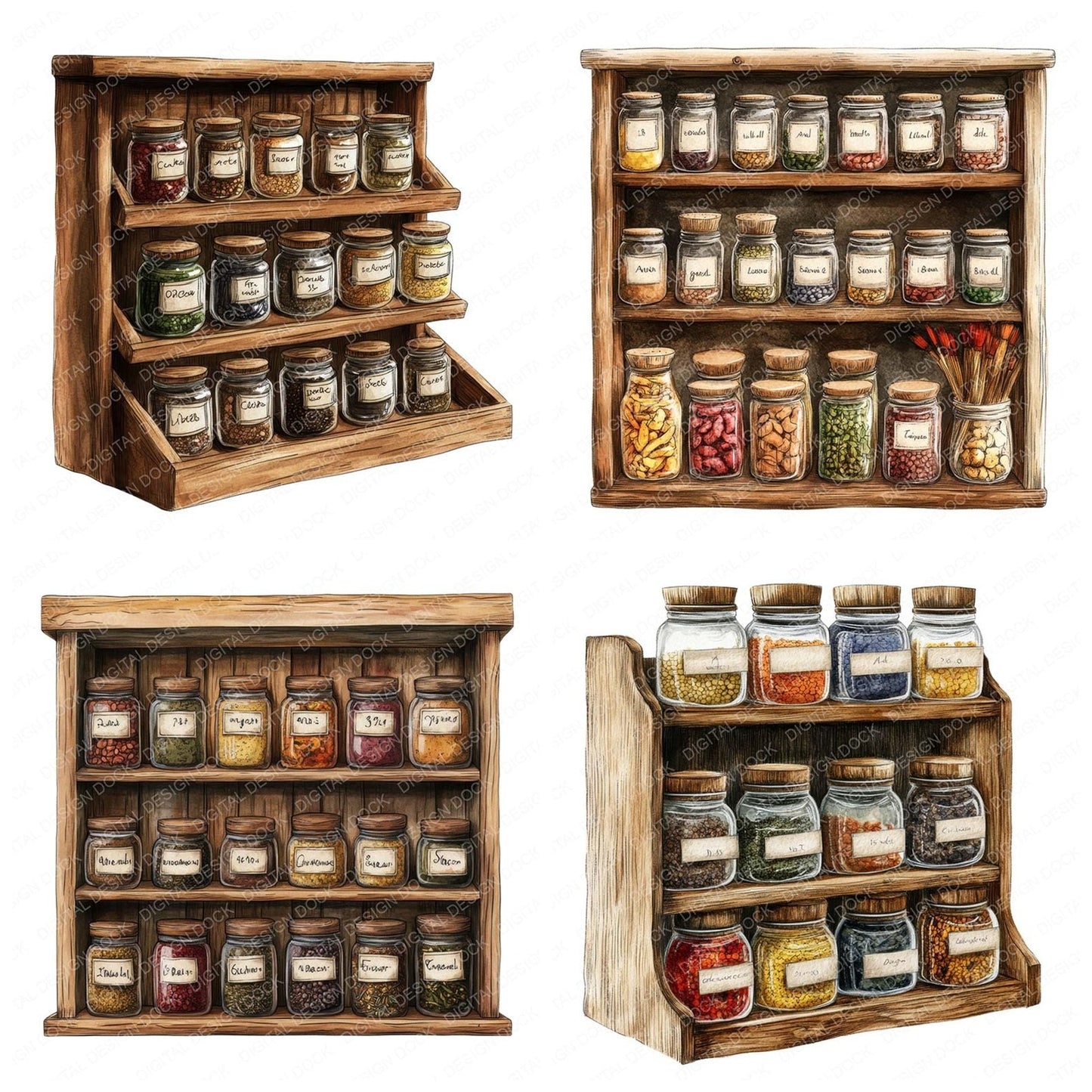 Rustic Spice Rack Clipart Set (DDD006473)