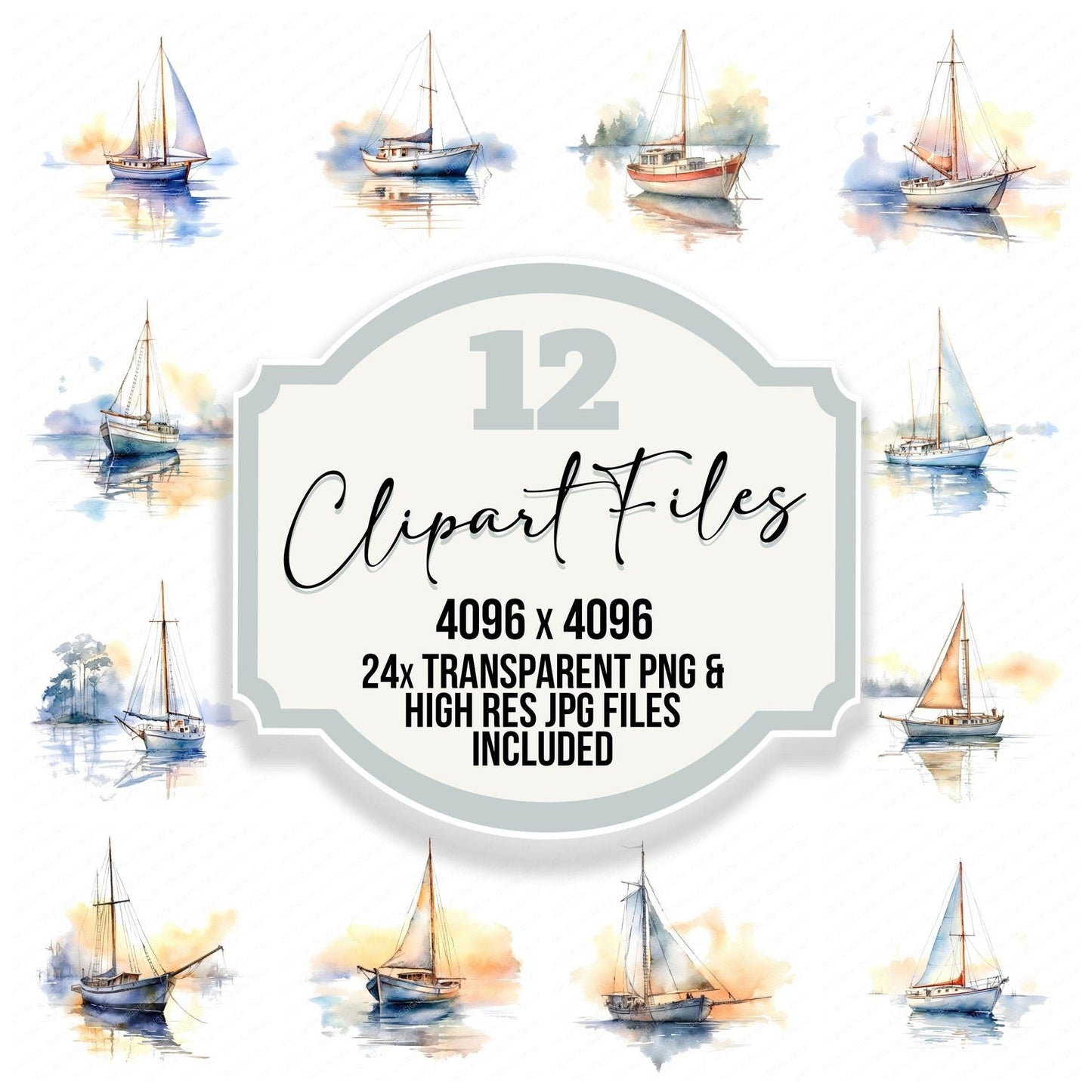 Sailboat at Dawn Clipart Set (DDD006482)