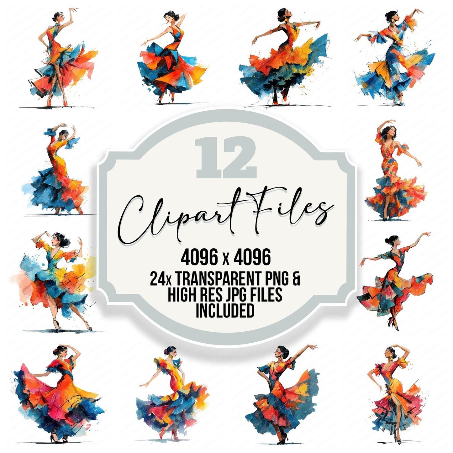 Salsa Dancer Woman Clipart Set (DDD006485)