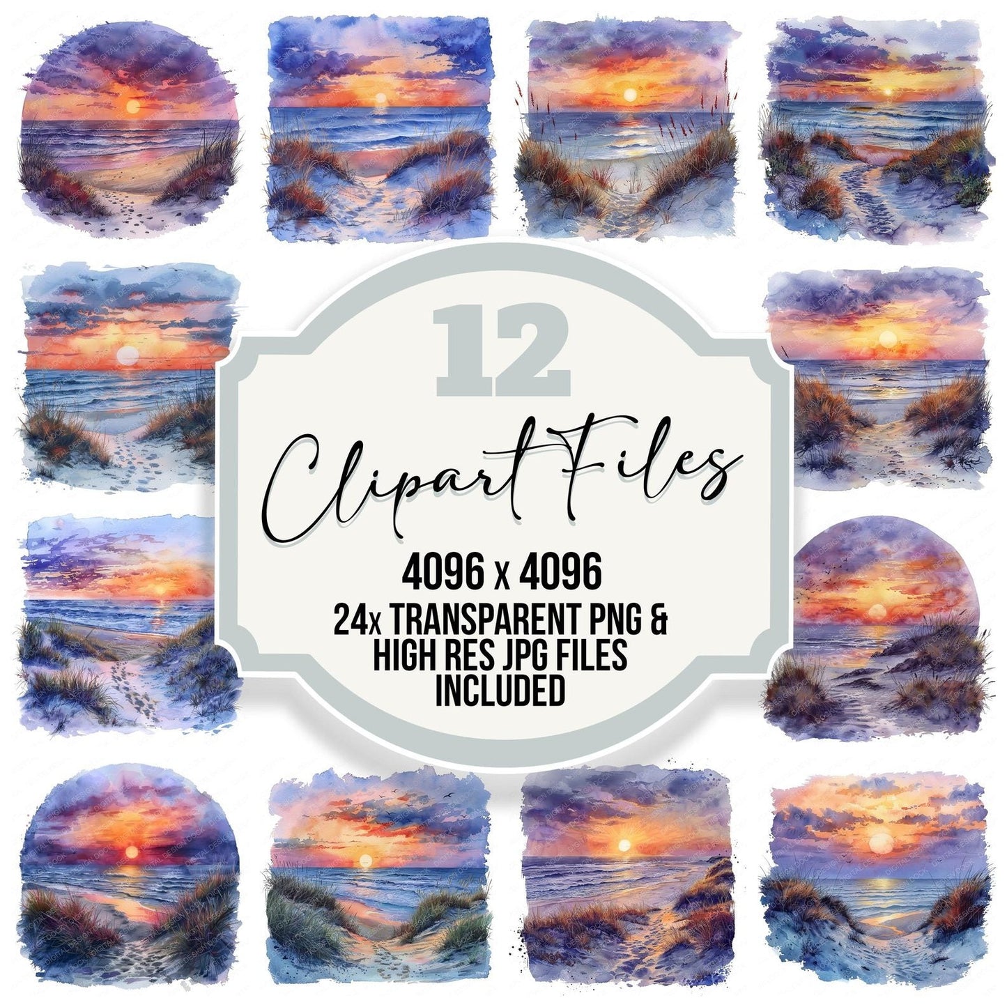 Sand Dunes at Sunset Clipart Set (DDD006489)