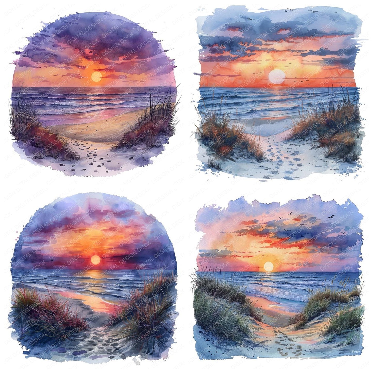 Sand Dunes at Sunset Clipart Set (DDD006489)