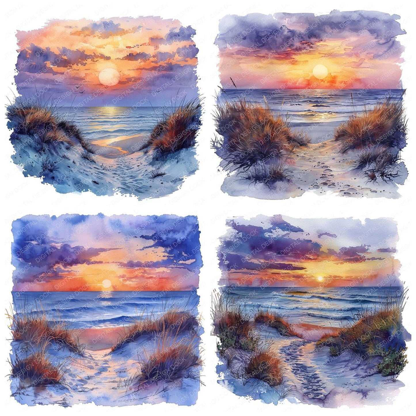 Sand Dunes at Sunset Clipart Set (DDD006489)